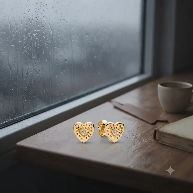 PANDORA Signature Heart Stud Earrings, PANDORA Shine™ & Clear CZ photo review
