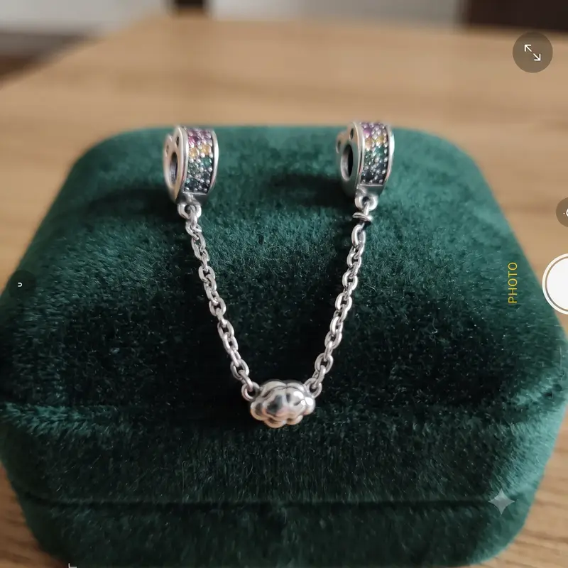 Rainbow Pav&eacute; Hearts & Cloud Safety Chain Charm photo review