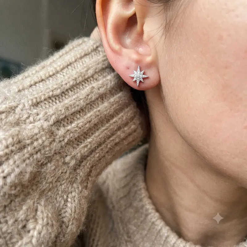 Shooting Stars Stud Earrings, Clear CZ photo review