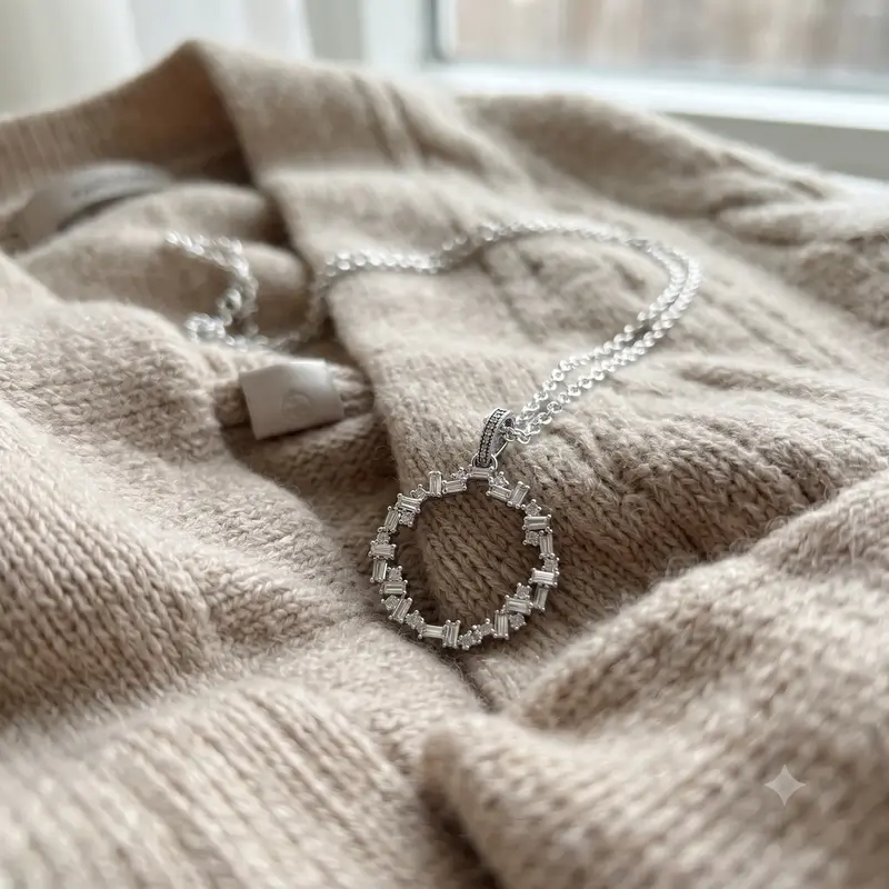 Sparkling Ice Cube Circle Pendant Necklace photo review