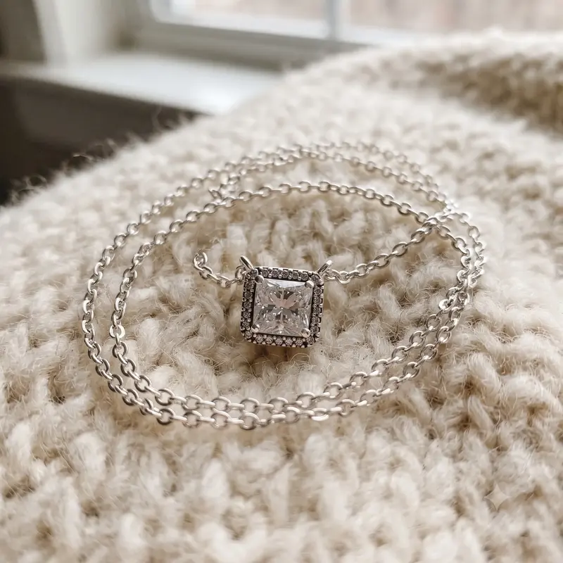 Square Sparkle Halo Necklace photo review