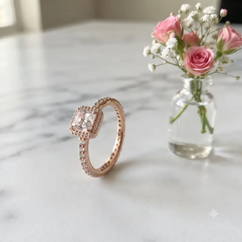Square Sparkle Halo Ring photo review