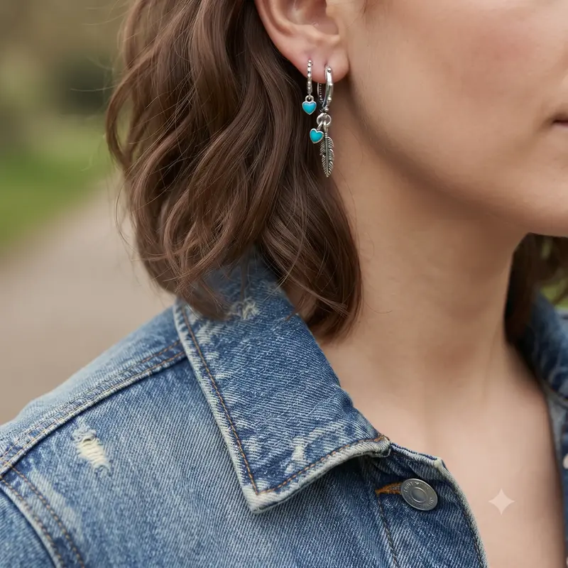 Turquoise Hearts & Feather Hoop Earrings photo review