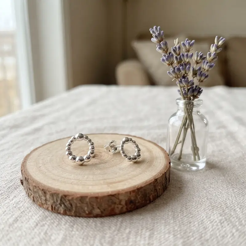 Beaded Circle Stud Earrings photo review