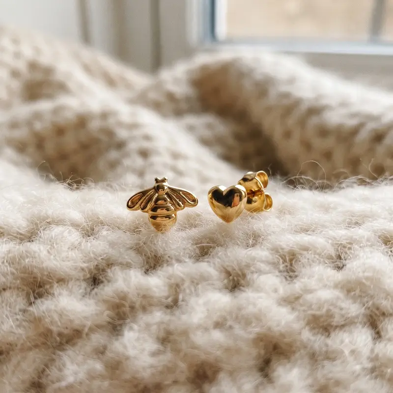 Bee & Heart Stud Earrings photo review