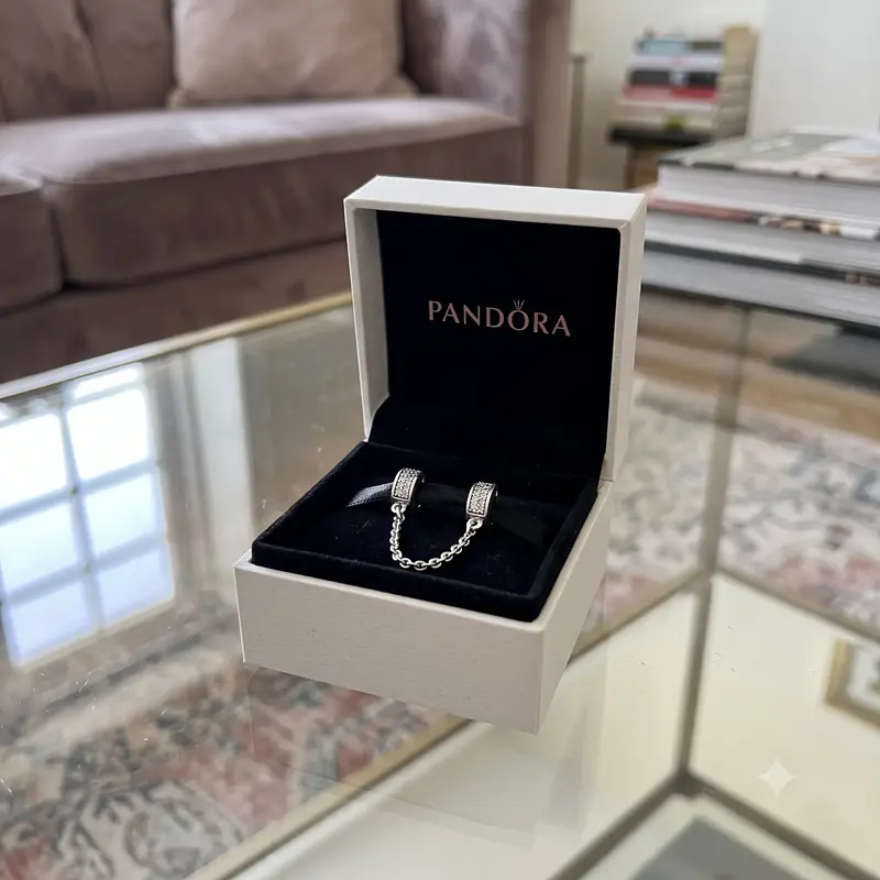 Clear Pav&eacute; Hearts Safety Chain Charm photo review