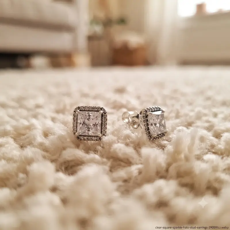 Clear Square Sparkle Halo Stud Earrings photo review