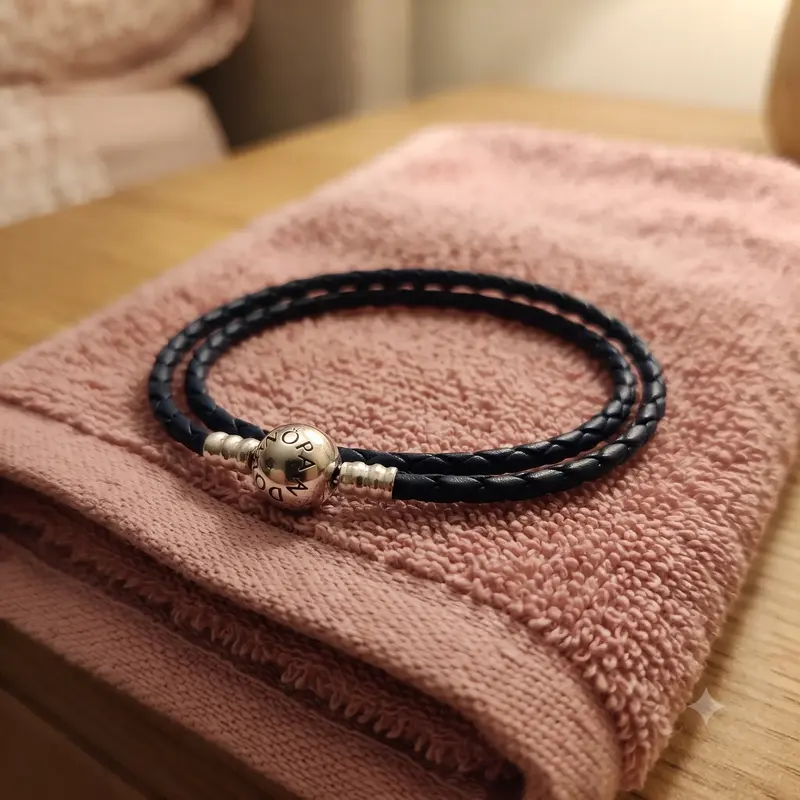 Dark Blue Braided Double-Leather Charm Bracelet photo review