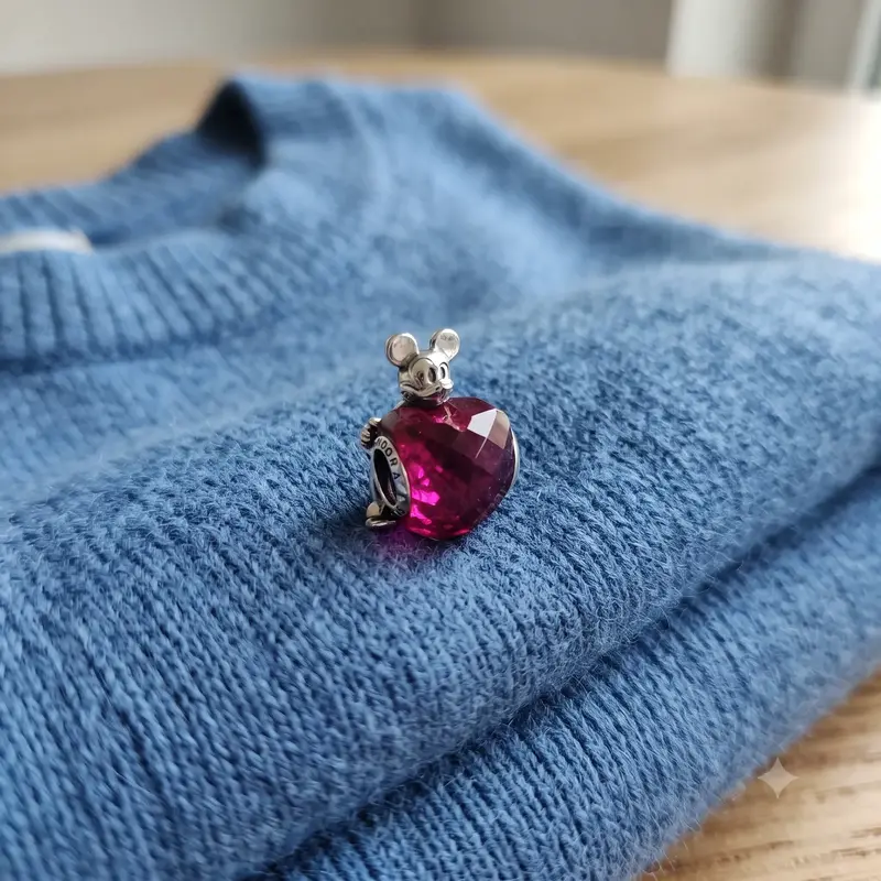 Disney, Mickey Love Heart Charm, Fuchsia Rose Crystal photo review