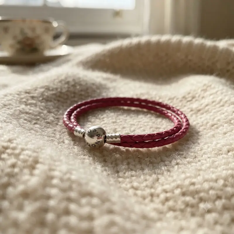 Honeysuckle Pink Leather Charm Bracelet photo review