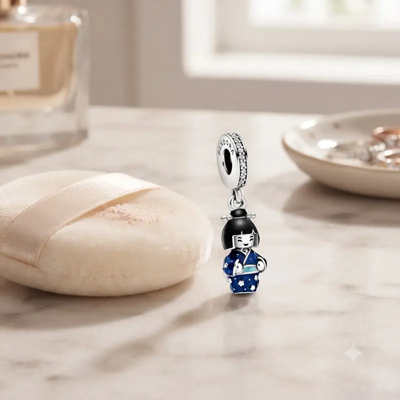 Japanese Doll in Blue Kimono Dangle Charm photo review