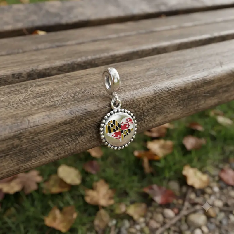 Maryland Flag Heart Dangle Charm, Mixed Enamel photo review
