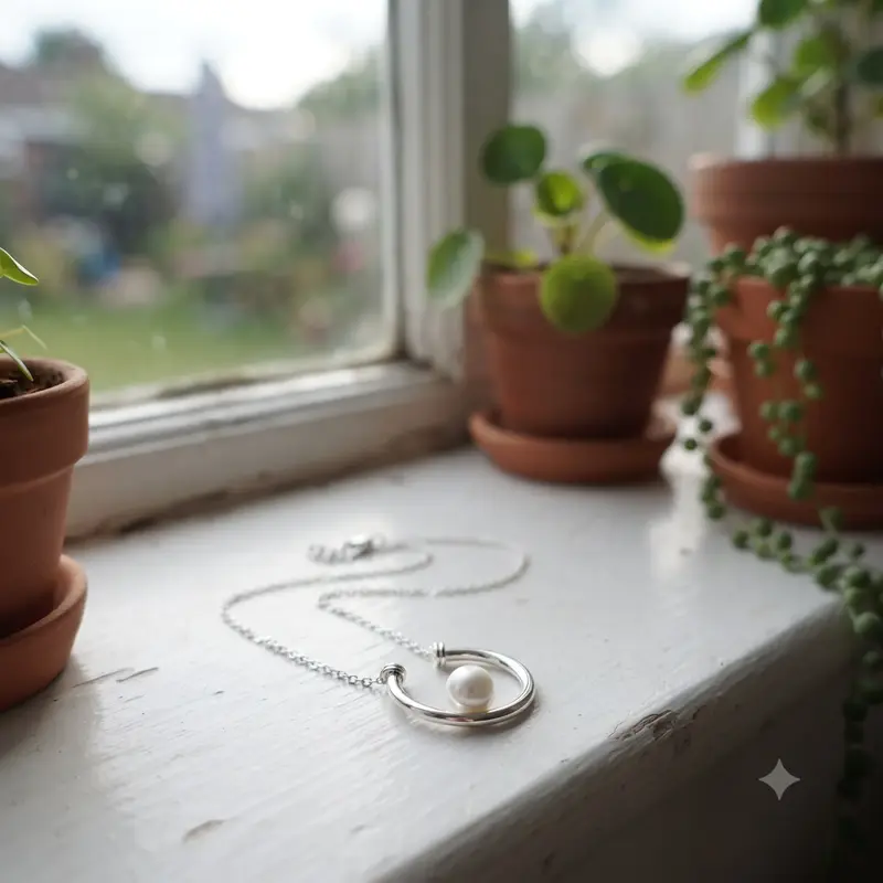 Offset Freshwater Cultured Pearl Circle Necklace photo review
