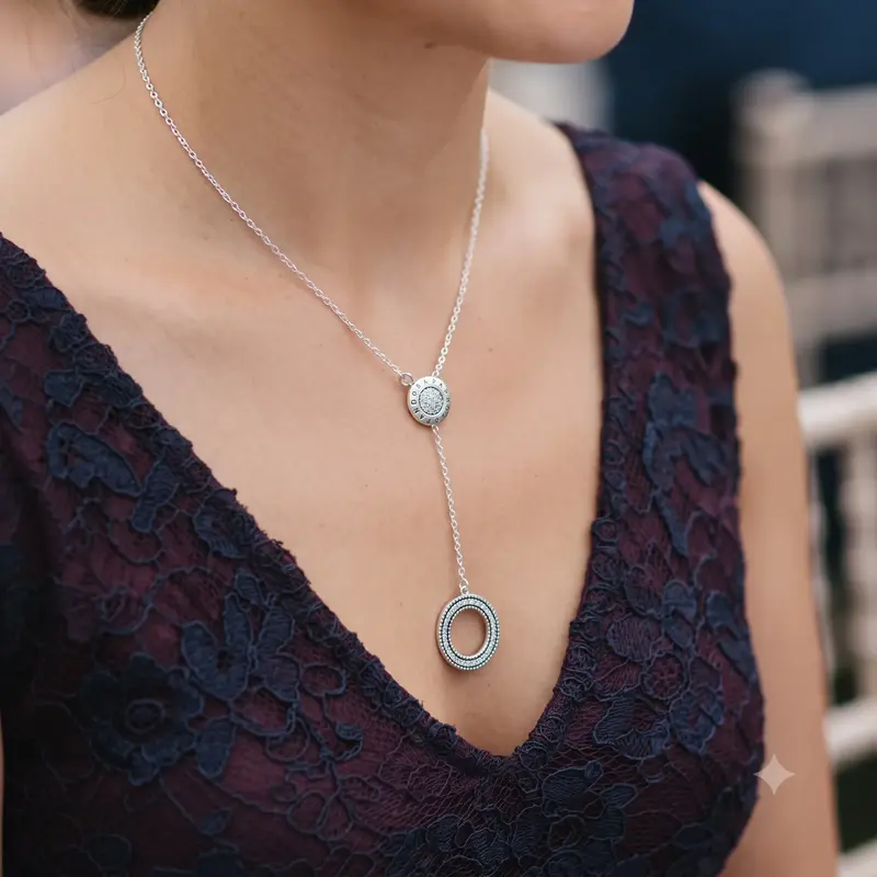Pandora Logo Pavé Circle Y-Necklace photo review