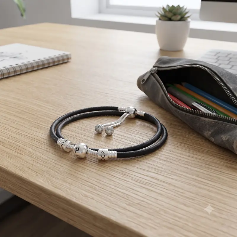 Pandora Moments Black Leather Slider Bracelet photo review
