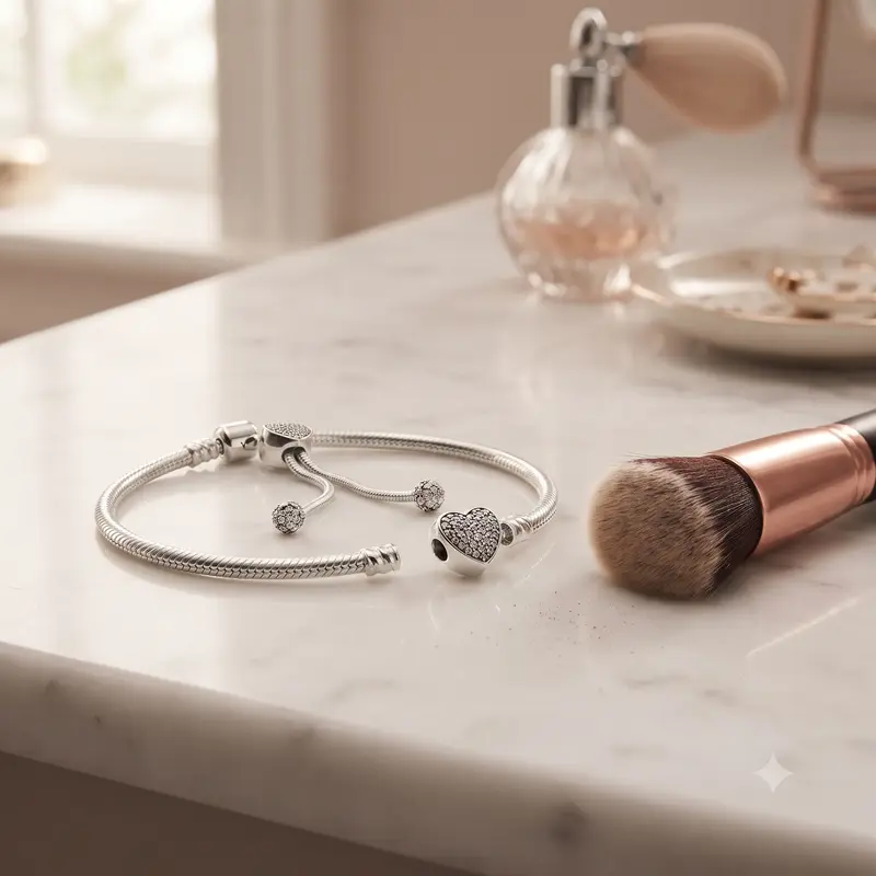 Pandora Moments Pavé Heart Clasp Snake Chain Slider Bracelet photo review