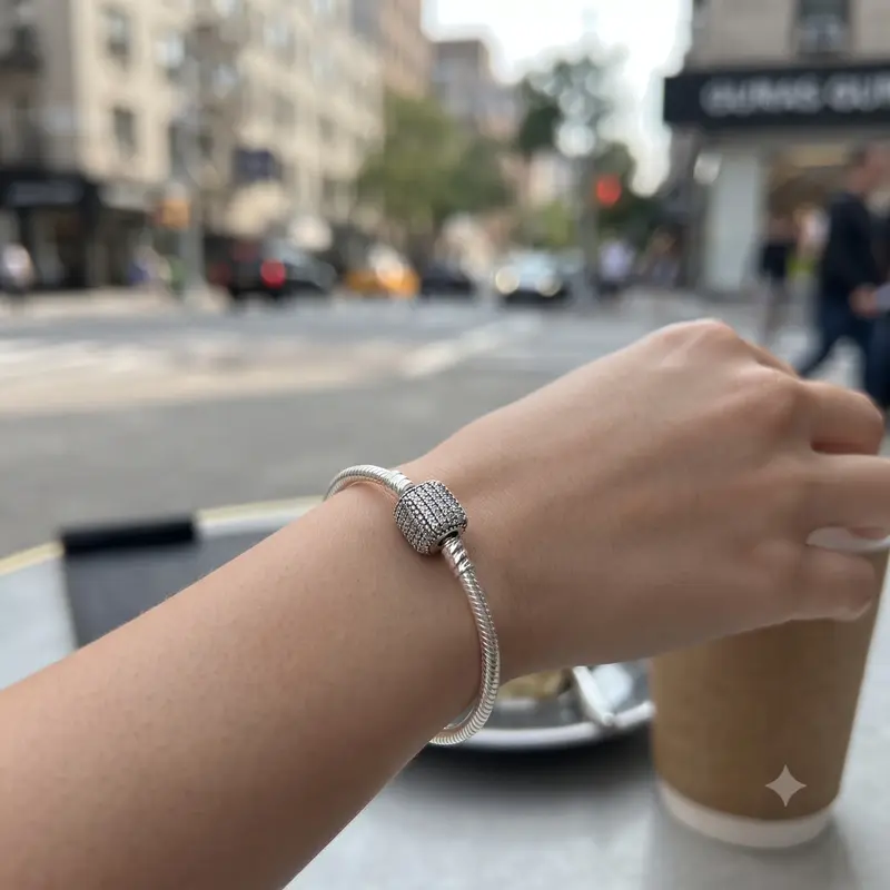 Pandora Moments Sparkling Pav&eacute; Clasp Snake Chain Bracelet photo review