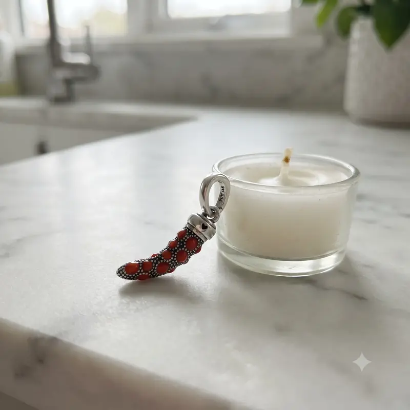 Red Italian Horn Necklace Pendant, Red Enamel photo review