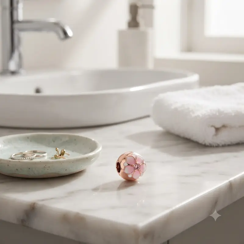 Round Pink Magnolia Flower Charm photo review