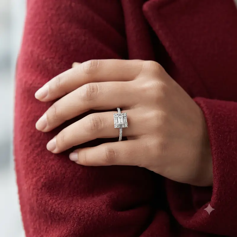 Sparkling Square Halo Ring photo review