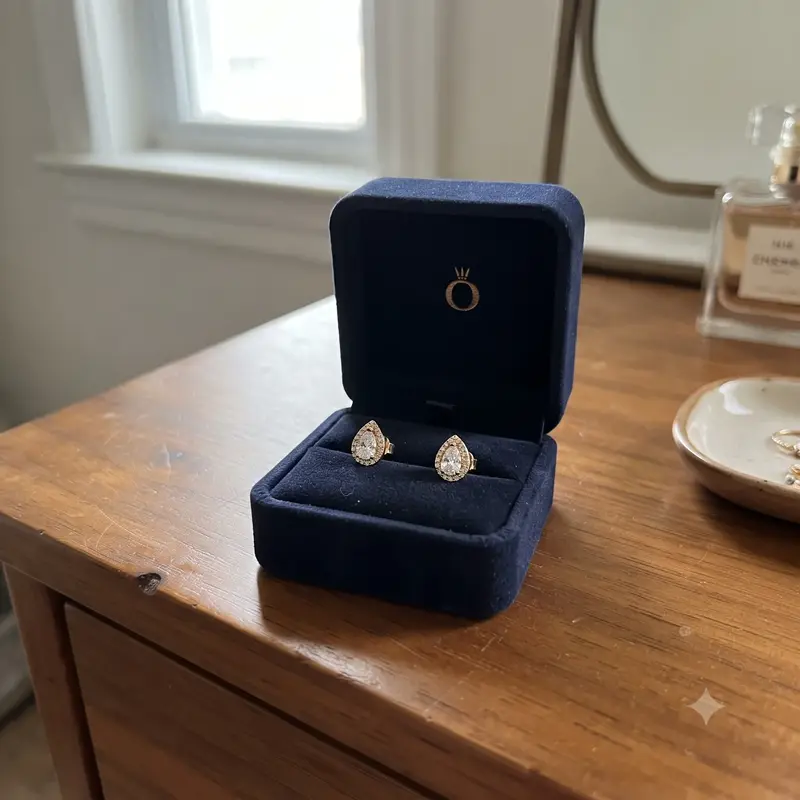 Sparkling Teardrop Halo Stud Earrings photo review