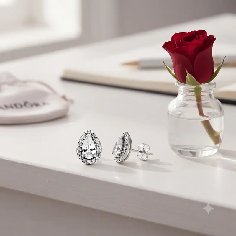 Sparkling Teardrop Halo Stud Earrings photo review