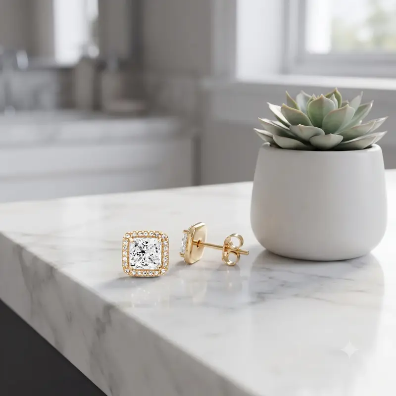 Square Sparkle Halo Stud Earrings photo review