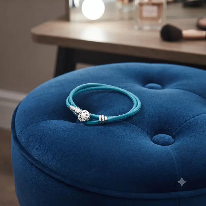 Turquoise Double Leather Bracelet, Clear CZ photo review